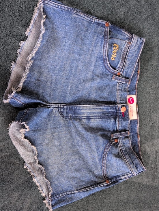 Wrangler Pants - Wrangler Medium Blue Frayed Hem Denim Shorts